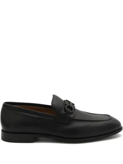Ferragamo Leather Loafers In Black