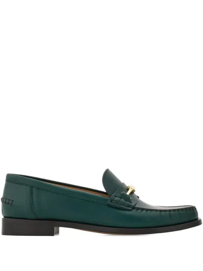 Ferragamo Leather Loafers In Green