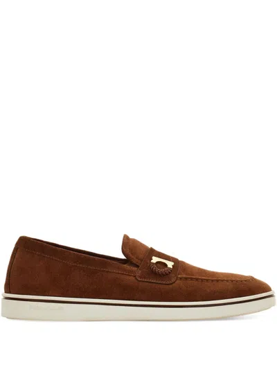 Ferragamo Leather Loafers In Brown