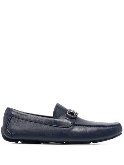 Ferragamo Gancini-buckle Loafers In Blue