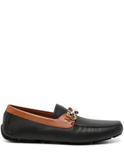 Ferragamo Leather Loafers In Black