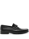 Ferragamo Gancini-detialed Leather Loafers In Black