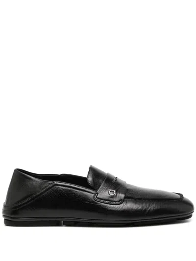 Ferragamo Leather Loafers In Black
