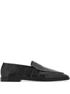 Ferragamo Leather Loafers In Black
