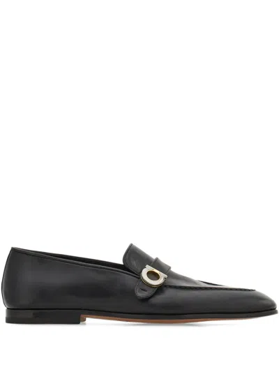Ferragamo Leather Loafers In Black