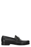 Ferragamo Leather Loafers In Black