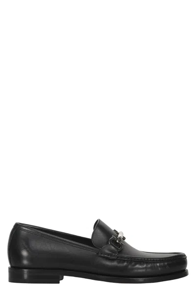 Ferragamo Leather Loafers In Black