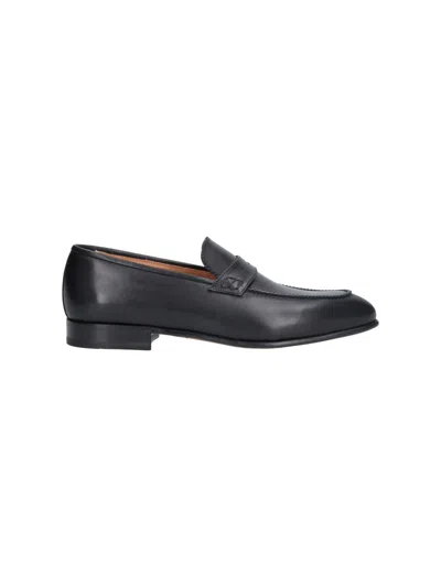 Ferragamo Leather Loafers In Black