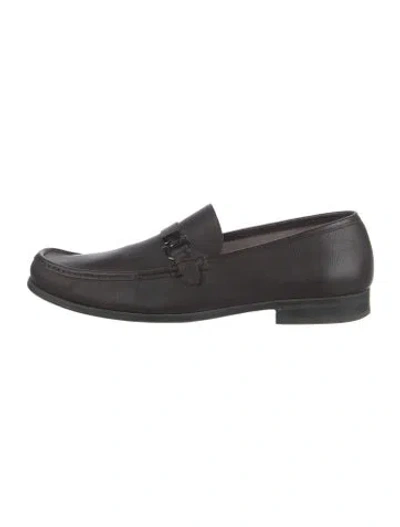 Pre-owned Ferragamo Leather Loafers In Black