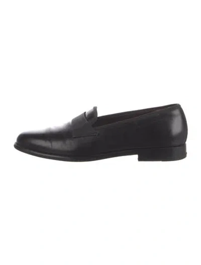 Pre-owned Ferragamo Leather Loafers In Black