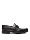 Ferragamo Leather David Loafer With Gancini Hook For Men In Black
