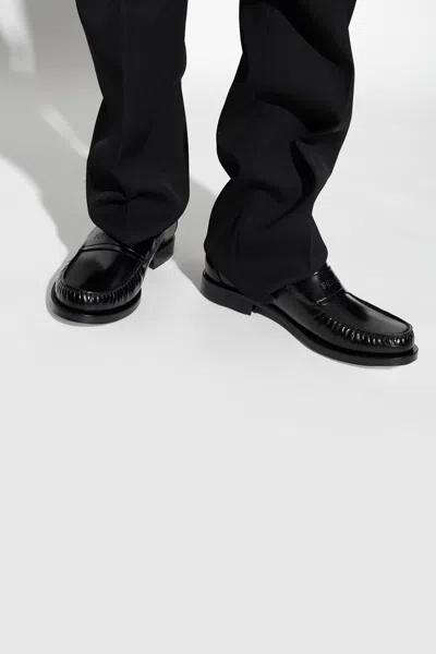 Ferragamo Leather Loafers In Black