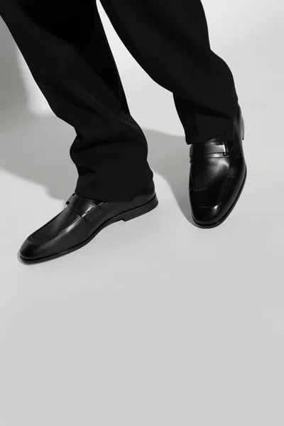 Ferragamo Leather Loafers In Black