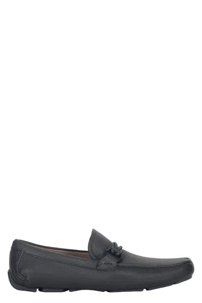 Ferragamo Leather Loafers In Blue