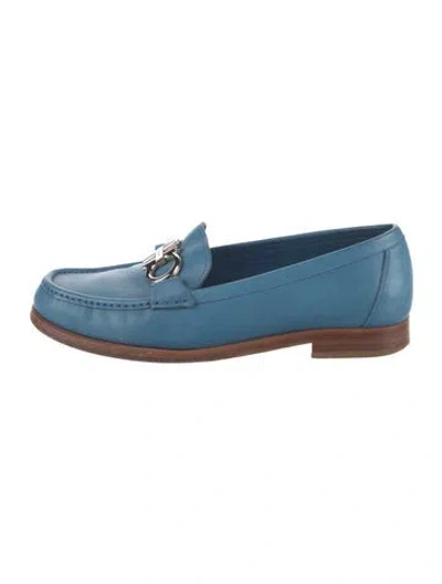 Pre-owned Ferragamo Leather Loafers In Blue/gold