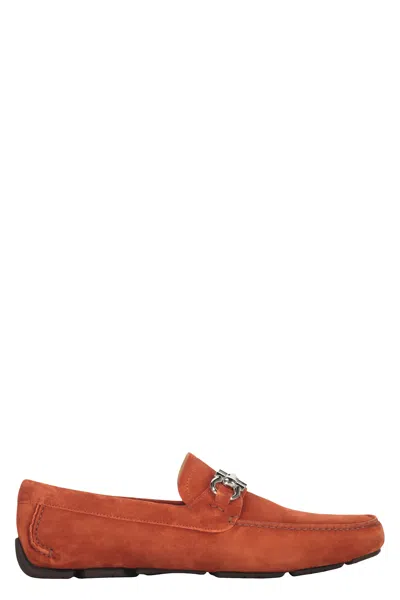 Ferragamo Leather Loafers In Brown