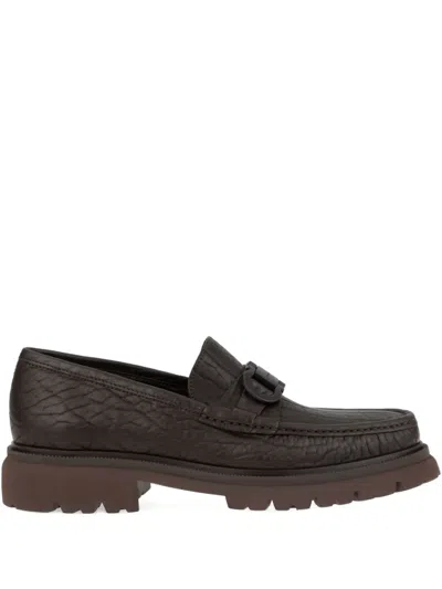 Ferragamo Leather Loafers In Brown