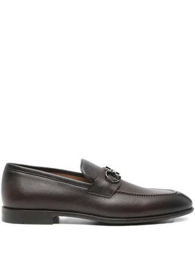 Ferragamo Leather Loafers In Brown