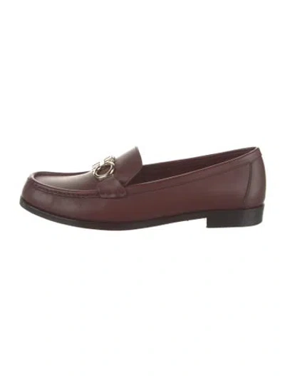 Pre-owned Ferragamo Leather Loafers In Burgundy