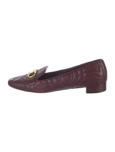 Pre-owned Ferragamo Leather Loafers In Burgundy