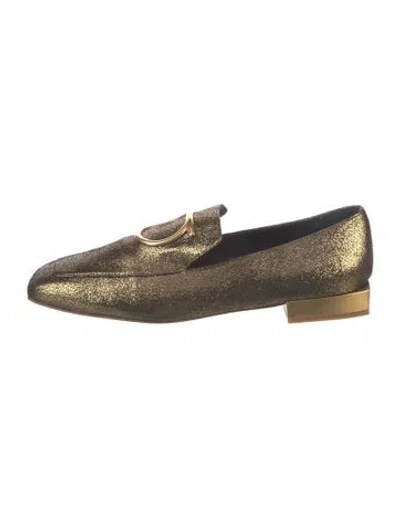 Pre-owned Ferragamo Leather Loafers In Gold