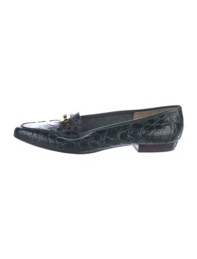 Pre-owned Ferragamo Leather Loafers In Green