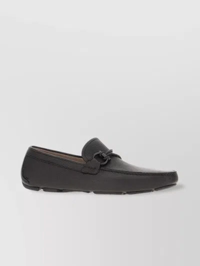 Ferragamo Leather Loafers Knot Detail In Black