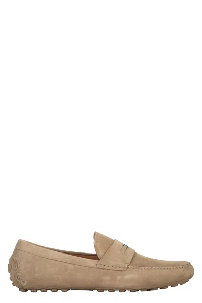 Ferragamo Leather Loafers In Sand
