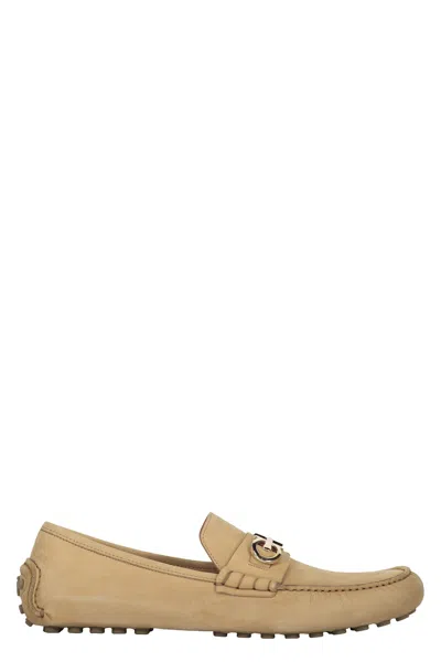 Ferragamo Gancini Leather Loafers In Brown