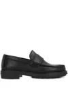 Ferragamo Leather Loafers In Schwarz