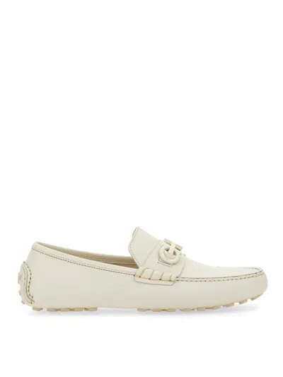 Ferragamo Leather Loafers In White