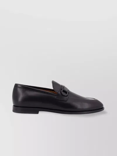 Ferragamo Leather Loafers With Metal Buckle Detail In Multi