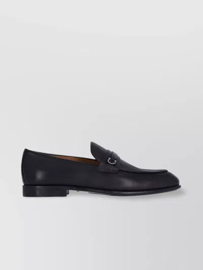 FERRAGAMO LEATHER LOAFERS WITH ROUND TOE AND SOLE