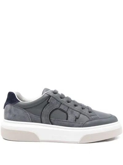 FERRAGAMO LEATHER LOGO SNEAKERS