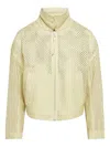Ferragamo Perforated Leather Jacket In Neutral