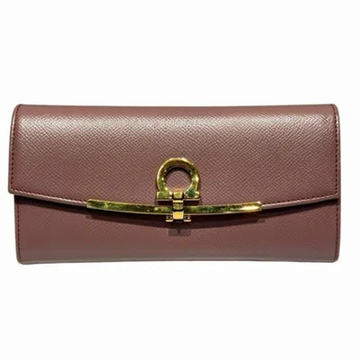 Pre-owned Ferragamo Leather Long Wallet (bi-fold) () In Pink