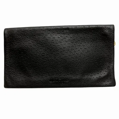 Pre-owned Ferragamo Leather Long Wallet (bi-fold) () In Black