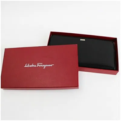 Pre-owned Ferragamo Leather Long Wallet (bi-fold) () In Black