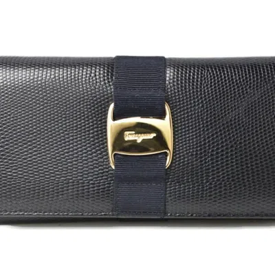 Pre-owned Ferragamo Leather Long Wallet (bi-fold) () In Blue