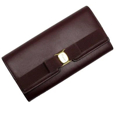 Pre-owned Ferragamo Leather Long Wallet (bi-fold) () In Blue