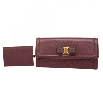 Pre-owned Ferragamo Leather Long Wallet (bi-fold) () In Blue