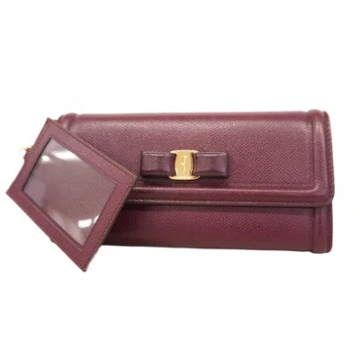 Pre-owned Ferragamo Leather Long Wallet (bi-fold) () In Blue