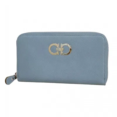 Pre-owned Ferragamo Leather Long Wallet (bi-fold) () In Blue