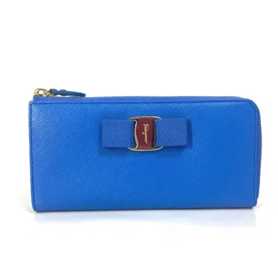 Pre-owned Ferragamo Leather Long Wallet (bi-fold) () In Blue