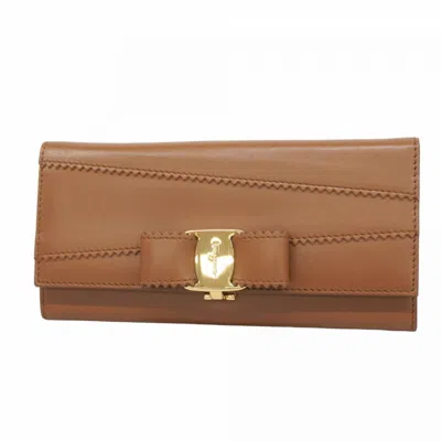 Pre-owned Ferragamo Leather Long Wallet (bi-fold) () In Brown