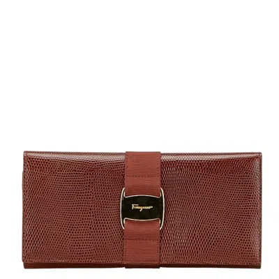 Pre-owned Ferragamo Leather Long Wallet (bi-fold) () In Brown