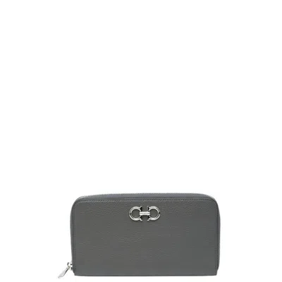 Pre-owned Ferragamo Leather Long Wallet (bi-fold) () In Gray