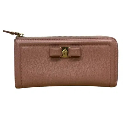 Pre-owned Ferragamo Leather Long Wallet (bi-fold) () In Pink