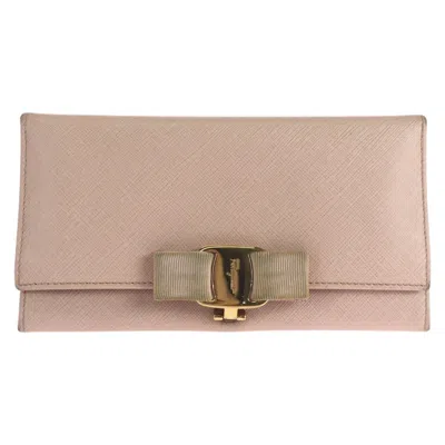 Pre-owned Ferragamo Leather Long Wallet (bi-fold) () In Pink