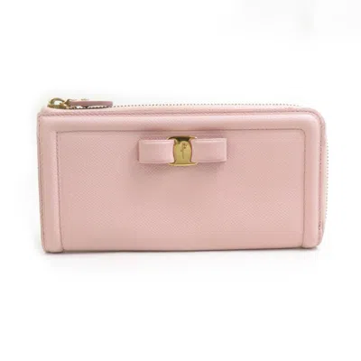 Pre-owned Ferragamo Leather Long Wallet (bi-fold) () In Pink